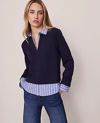 Ann Taylor Weekend Collection Layered Mix Media Top sold by Ann Taylor