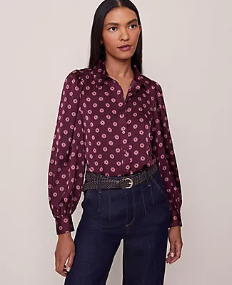 Ann Taylor Geo Blouson Sleeve Shirt sold by Ann Taylor product image thumbnail 3