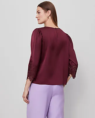 Ann Taylor Satin Lace Trim Top sold by Ann Taylor product image thumbnail 3