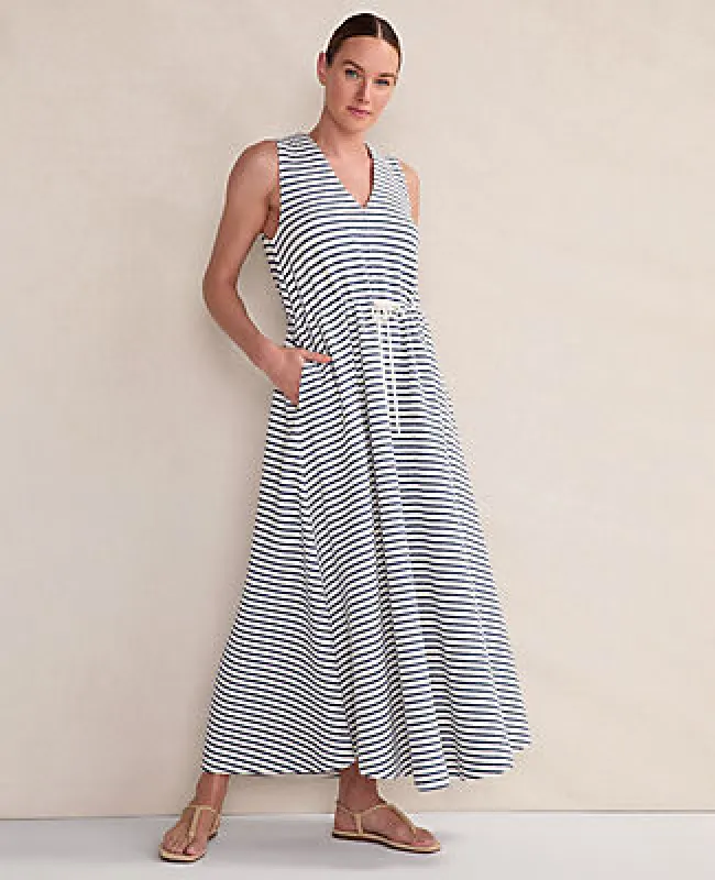 Ann Taylor Haven Well Within Cotton Blend Textured Stripe Midi Dress sold by Ann Taylor
