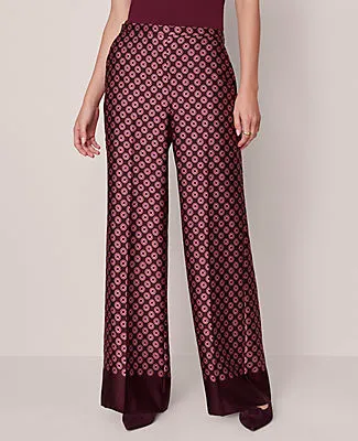 Ann Taylor The Petite Wide-Leg Pant in Satin Geo Print sold by Ann Taylor product image thumbnail 3