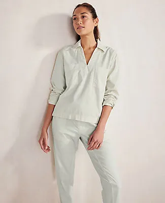 Ann Taylor Haven Well Within Lightweight Twill Collared Popover Top sold by Ann Taylor