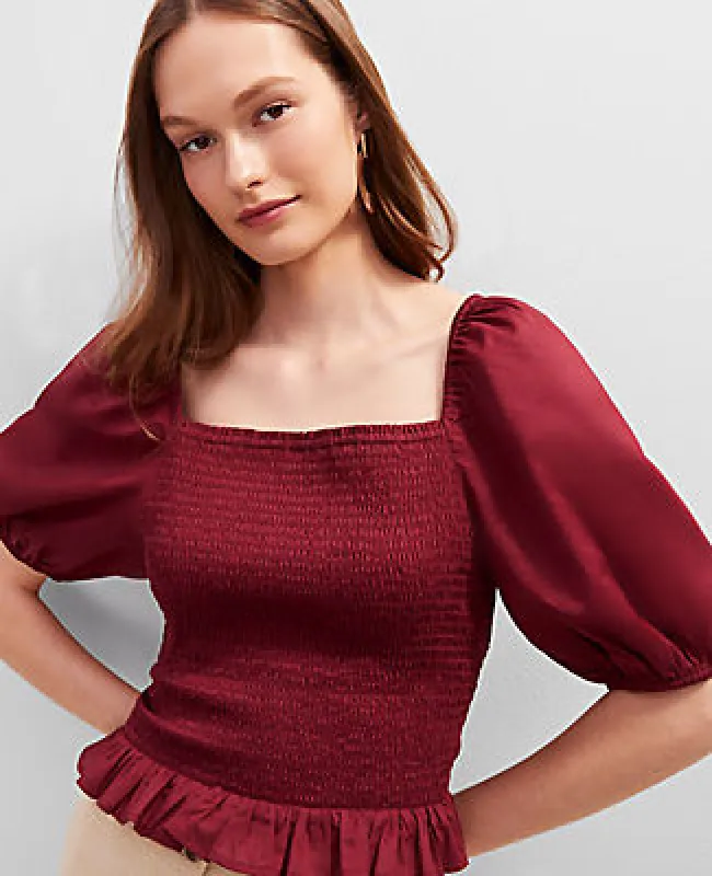 Ann Taylor Square Neck Smocked Top sold by Ann Taylor