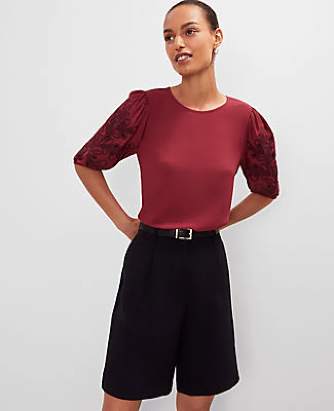 Ann Taylor Embroidered Puff Sleeve Top sold by Ann Taylor