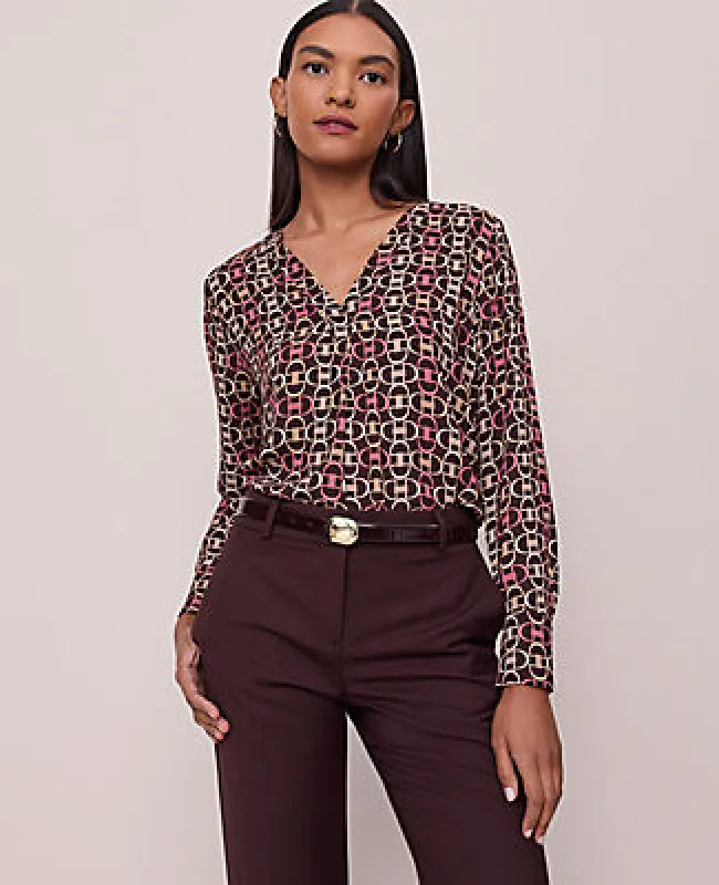 Ann Taylor Chain Link Mixed Media Pleat Front Top sold by Ann Taylor