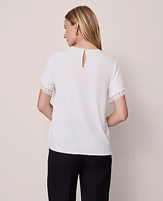 Ann Taylor Lace Trim Mixed Media Top sold by Ann Taylor product image thumbnail 2