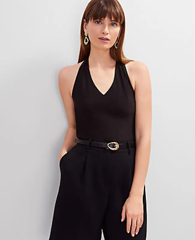 Ann Taylor Petite V-Neck Halter Top sold by Ann Taylor