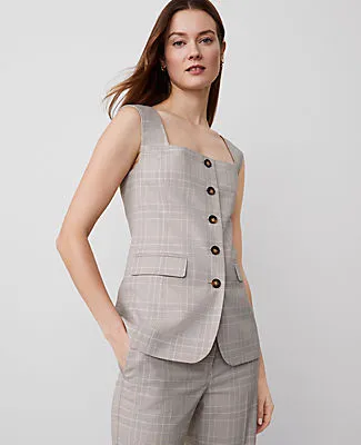 Ann Taylor Plaid Square Neck Vest sold by Ann Taylor product image thumbnail 2