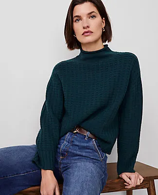 Ann Taylor Cashmere Waffle Stitch Roll Neck Sweater sold by Ann Taylor product image thumbnail 3