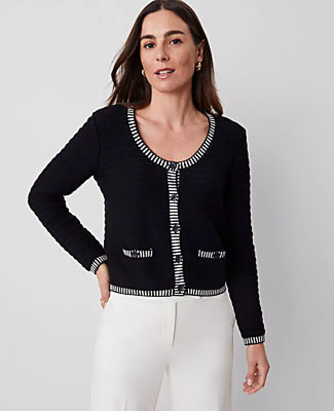 Ann Taylor Petite Geo Stitch Sweater Jacket sold by Ann Taylor