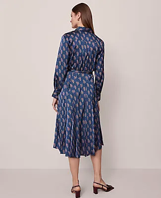 Ann Taylor Petite Paisley Pleated Flare Midi Dress sold by Ann Taylor product image thumbnail 2