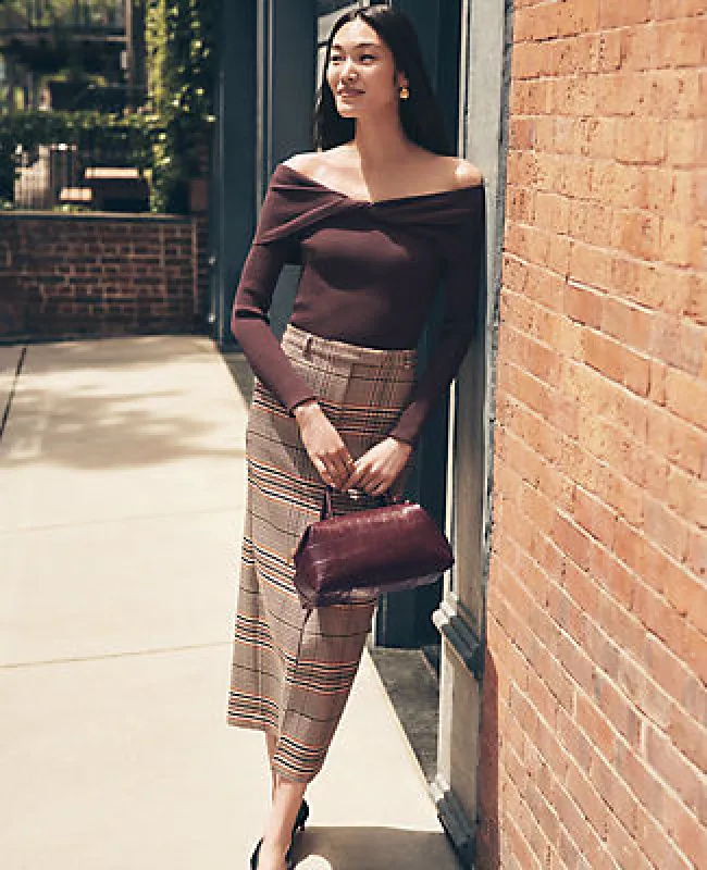 Ann Taylor The Petite Trouser Column Midi Skirt in Plaid sold by Ann Taylor