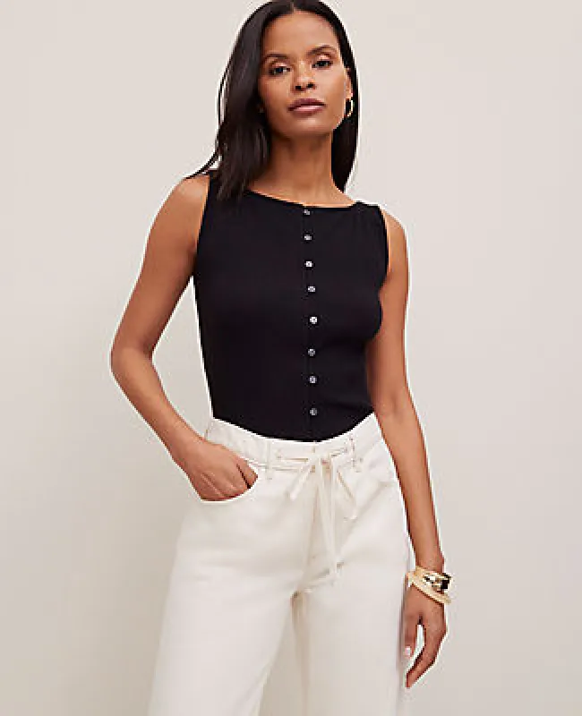 Ann Taylor Petite Ribbed Sleeveless Button Top sold by Ann Taylor
