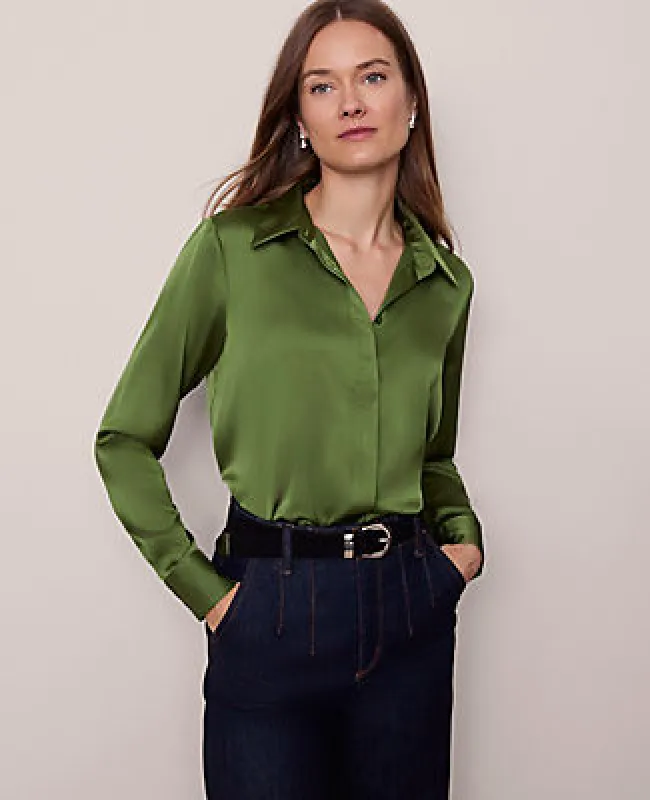 Ann Taylor Petite Satin Essential Shirt sold by Ann Taylor