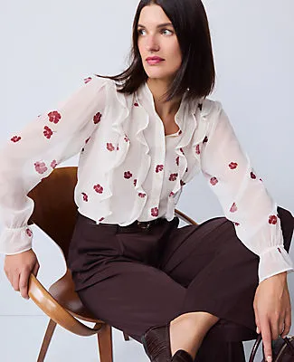 Ann Taylor Floral Ruffle Shirt sold by Ann Taylor product image thumbnail 3