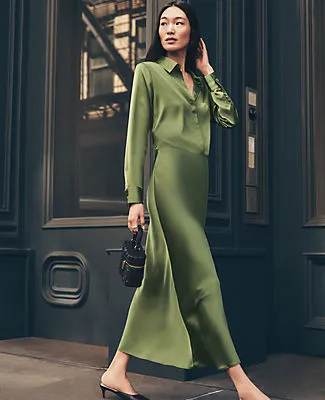 Ann Taylor Petite Satin Bias Midi Slip Skirt sold by Ann Taylor