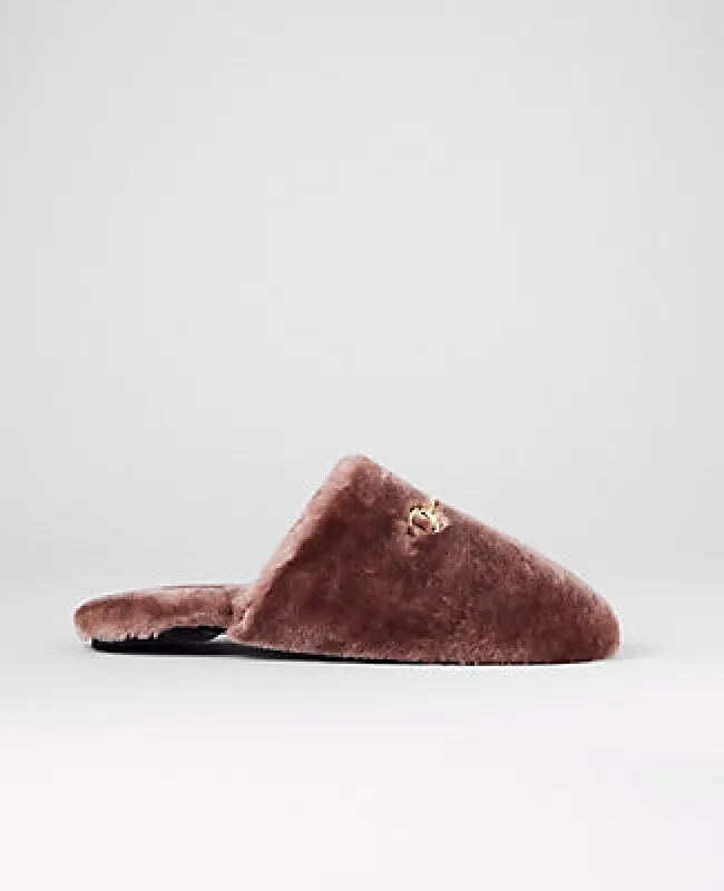 Ann Taylor Weekend Collection Horsebit Fuzzy Slide Flat sold by Ann Taylor