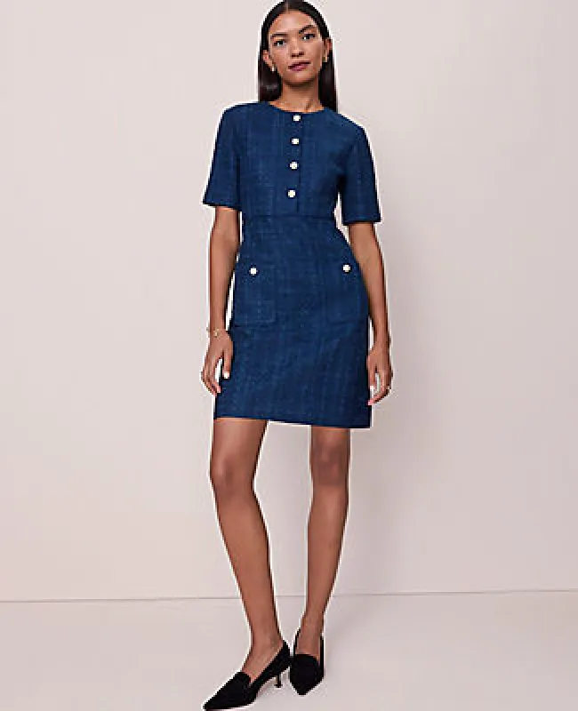 Ann Taylor Tweed Crew Neck Shift Dress sold by Ann Taylor