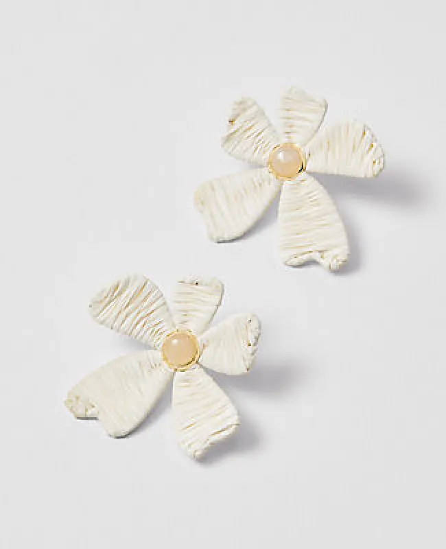 Ann Taylor Raffia Flower Stud Earrings sold by Ann Taylor