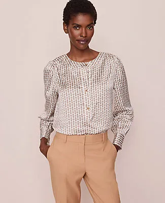 Ann Taylor Chain Link Print Satin Popover Top sold by Ann Taylor