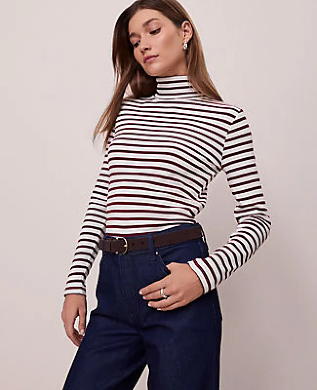 Ann Taylor Petite Weekend Collection Striped Turtleneck Top sold by Ann Taylor