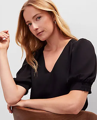 Ann Taylor Petite V-Neck Popover Top sold by Ann Taylor product image thumbnail 3