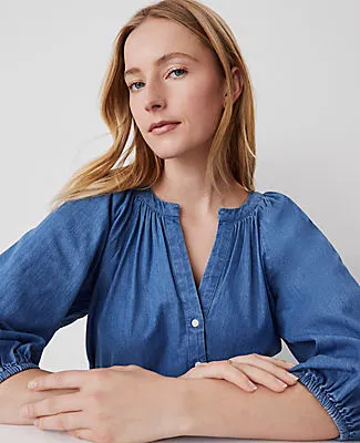Ann Taylor Weekend Collection Chambray Raglan Popover Top sold by Ann Taylor product image thumbnail 3