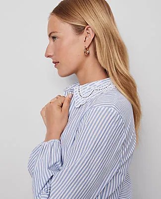 Ann Taylor Weekend Collection Striped Tie Waist Popover Top sold by Ann Taylor product image thumbnail 3