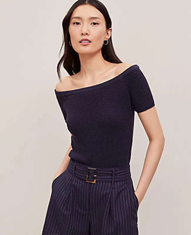 Ann Taylor Textured Off-The-Shoulder Sweater sold by Ann Taylor