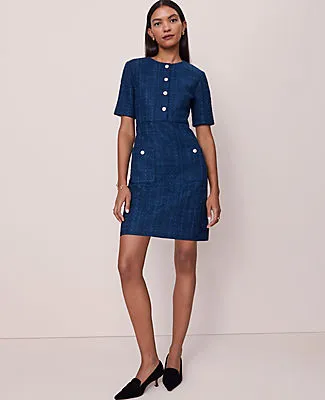 Ann Taylor Petite Tweed Crew Neck Shift Dress sold by Ann Taylor