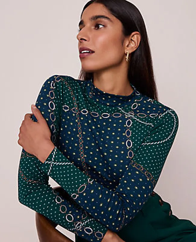 Ann Taylor Chain Link Mock Neck Top made by Ann Taylor