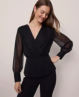 Ann Taylor Petite Draped Wrap Blouse sold by Ann Taylor