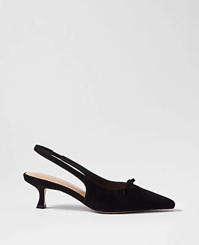 Ann Taylor Bow Suede Slingback Pumps sold by Ann Taylor