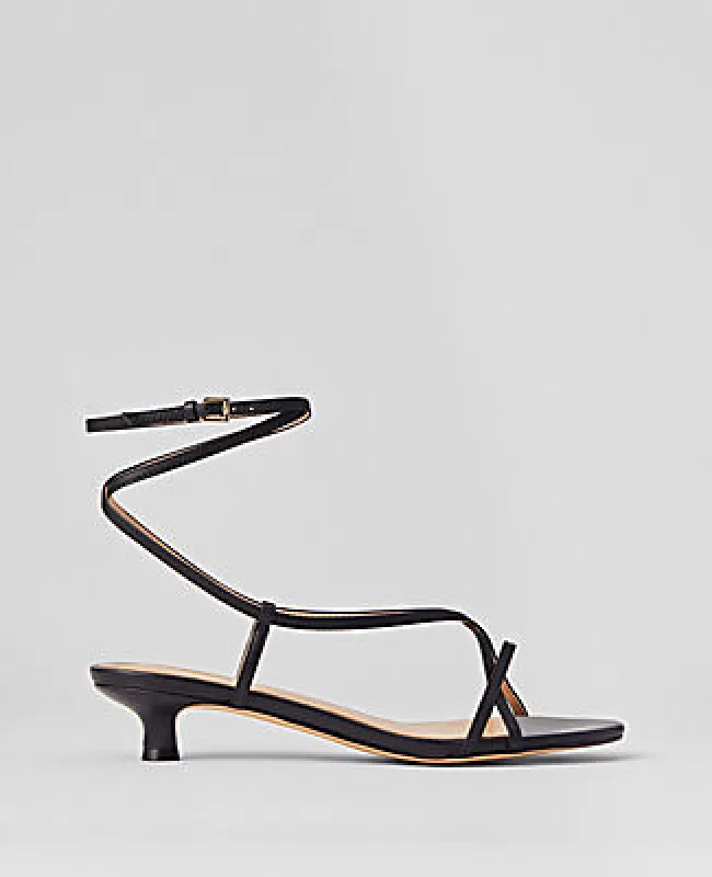 Ann Taylor Leather Strappy Ankle Wrap Kitten Heel Sandals sold by Ann Taylor
