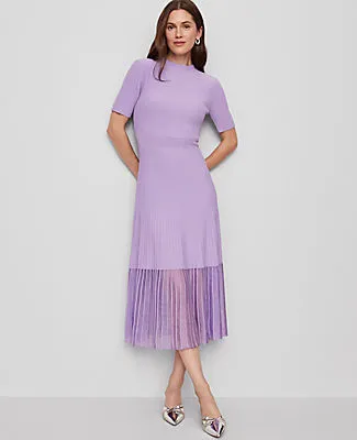 Ann Taylor Petite Mock Neck Mixed Media Sweater Dress sold by Ann Taylor product image thumbnail 2