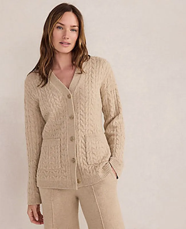 Ann Taylor Haven Well Within Organic Cotton Blend Gradient Cable Cardigan sold by Ann Taylor