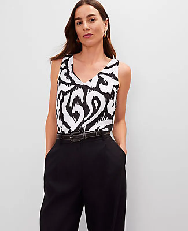 Ann Taylor Petite Ikat Mixed Media Shell Top sold by Ann Taylor