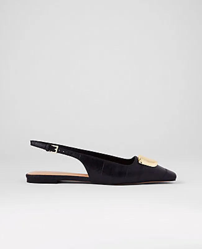 Ann Taylor Leather Buckle Slingback Flat sold by Ann Taylor