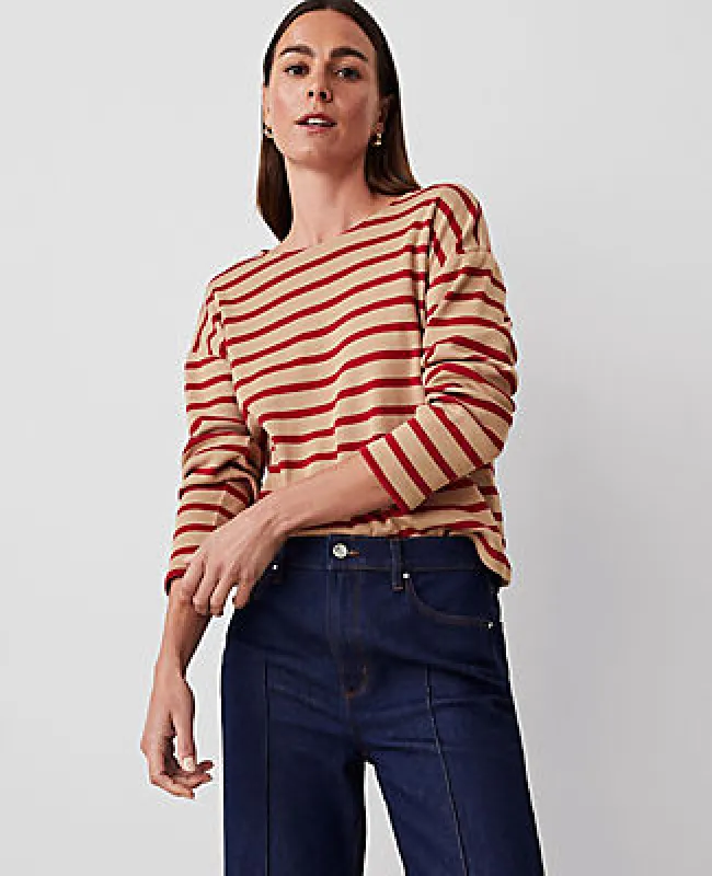 Ann Taylor Petite Weekend Collection Stripe Relaxed Long Sleeve Top sold by Ann Taylor