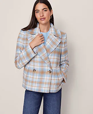 Ann Taylor Weekend Collection Plaid Short Trench Coat sold by Ann Taylor product image thumbnail 4