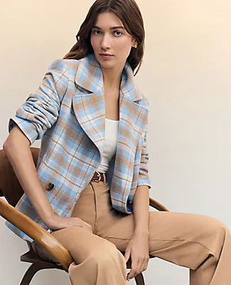 Ann Taylor Petite Weekend Collection Plaid Short Trench Coat sold by Ann Taylor