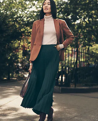 Ann Taylor Petite Horsebit Pleated Midi Skirt sold by Ann Taylor