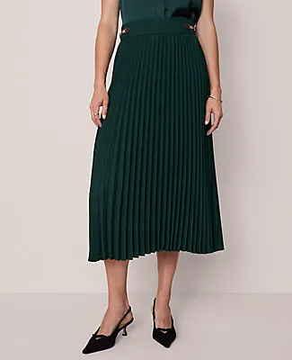 Ann Taylor Petite Horsebit Pleated Midi Skirt sold by Ann Taylor product image thumbnail 3