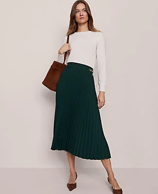 Ann Taylor Petite Horsebit Pleated Midi Skirt sold by Ann Taylor product image thumbnail 5
