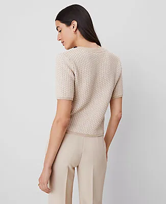 Ann Taylor Geo Stitch Short-Sleeve Cardigan sold by Ann Taylor product image thumbnail 2