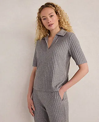 Ann Taylor Haven Well Within Wide Rib Knit Johnny Collar Top sold by Ann Taylor