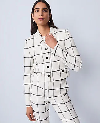 Ann Taylor The Military Blazer Jacket in Windowpane sold by Ann Taylor