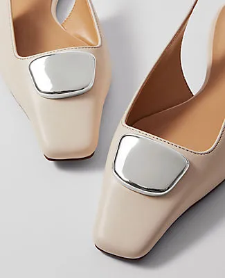 Ann Taylor Weekend Collection Hardware Embellished Leather Slingback Flat sold by Ann Taylor product image thumbnail 2