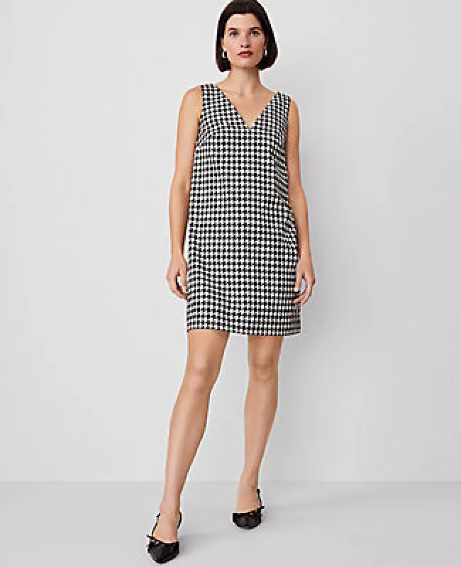 Ann Taylor Petite Houndstooth V-Neck Sleeveless Shift Dress sold by Ann Taylor