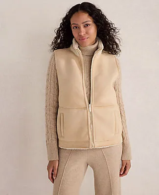 Ann Taylor Haven Well Within Faux Suede and Sherpa Reversible Vest sold by Ann Taylor